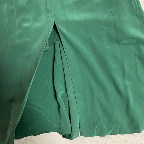 EQUIPMENT FEMME‎ Arya Green Silk Ruched Midi Dress Elegant Old Money Chic - Picture 9 of 16